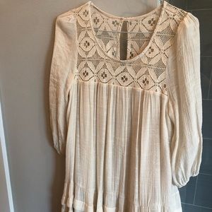 Cream, gauze & lace, lined dress